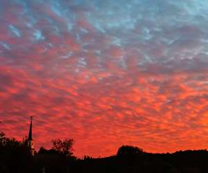 sunset skies over the restaurant